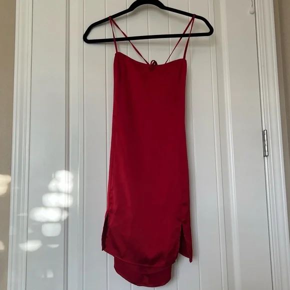 red garage dress Rosette Cowl Ruffle Mini Dress Red